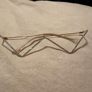 Crystal-Embellished Gold Rimmed Sunglasses - Women's Fashion Accessory